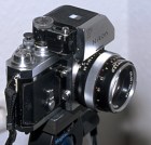 The Voigtländer 2.5/75 mounted on an old Nikon F
