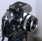 The Voigtlnder 2.5/75 mounted on an old Nikon F